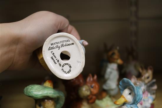 Fifteen Beswick Beatrix Potter figures, all Gold backstamp (four with some damage)